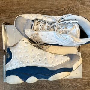 Nike Air Jordan 13 Retro Shoes Men Size 13 White French Blue Sneakers 414571-164